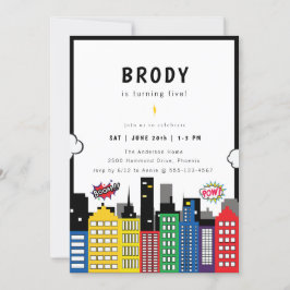 Invitación Cumpleaños del tema de superhéroes