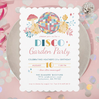 Invitación Cumpleaños del tema del Fiesta 70 de Disco Garden