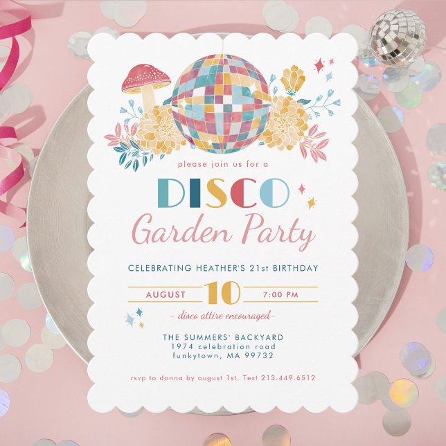 Invitación Cumpleaños del tema del Fiesta 70 de Disco Garden (Subido por el creador)