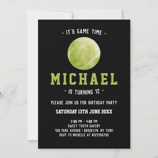 Invitación Cumpleaños del Tenis (Anverso)