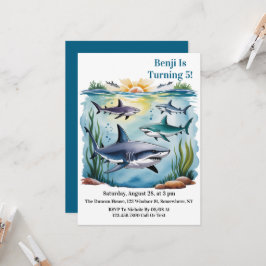 Invitación Cumpleaños Del Tiburón Bajo El Mar