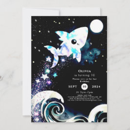 Invitación Cumpleaños del tiburón de los niños de Blue Deepse