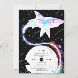 Invitación Cumpleaños del tiburón Deepsea bajo el agua del pe