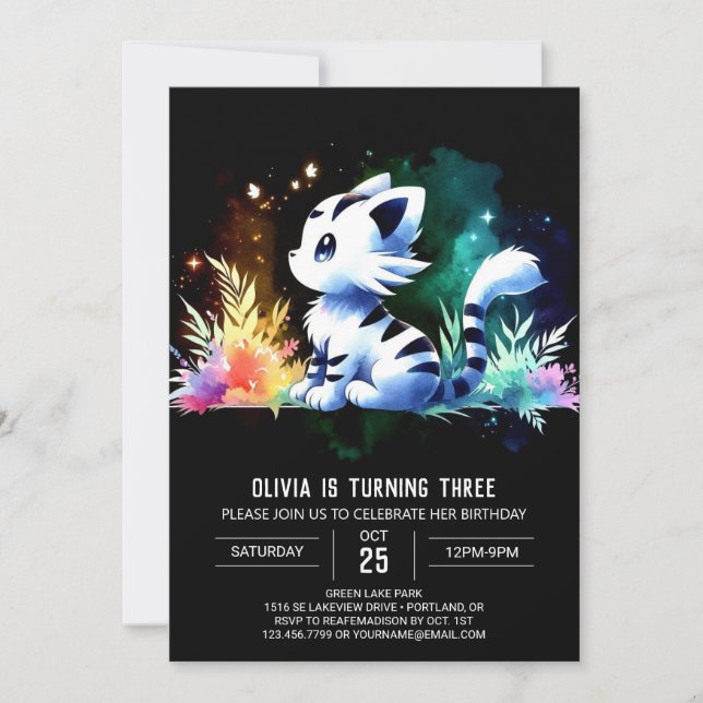 Invitación Cumpleaños del Tigre Bosque Boho (Anverso)