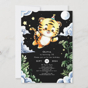 Invitación Cumpleaños del tigre color de agua personalizado