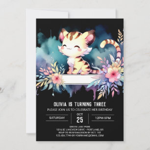 Invitación Cumpleaños del tigre de acuarela Adorable
