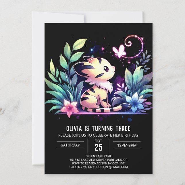 Invitación Cumpleaños del tigre de bosque mágico (Anverso)