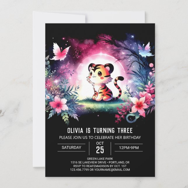 Invitación Cumpleaños del tigre de la selva digital (Anverso)