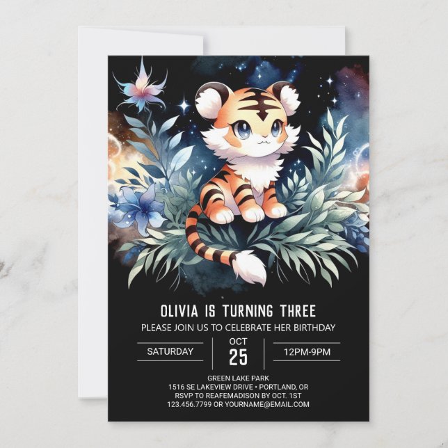 Invitación Cumpleaños del tigre de la selva moderna (Anverso)