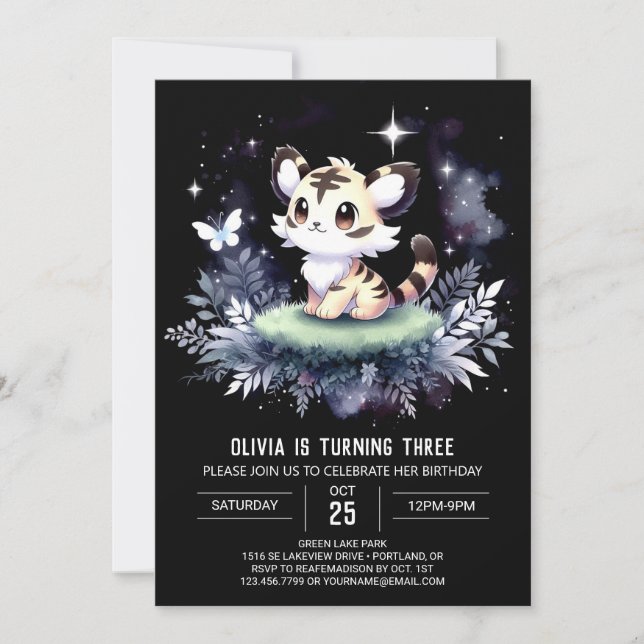 Invitación Cumpleaños del tigre de Woodland (Anverso)