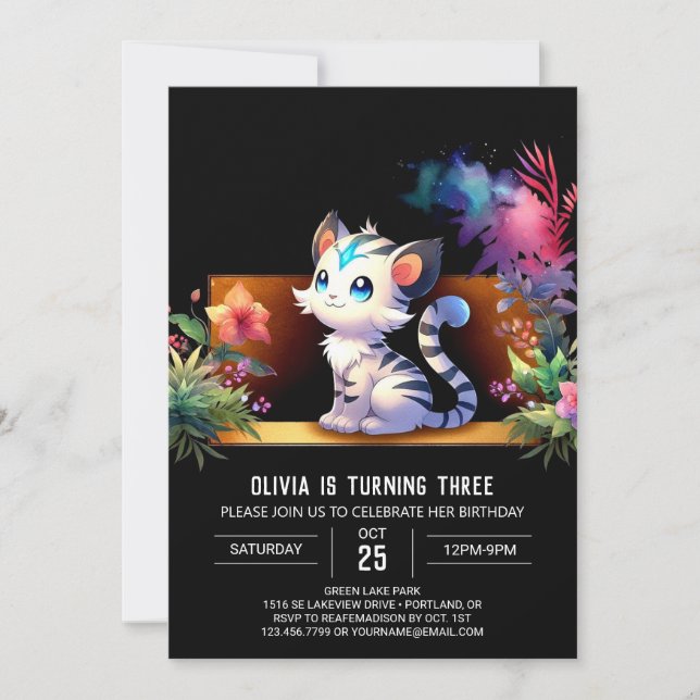 Invitación Cumpleaños del Tigre de Woodland Simple (Anverso)