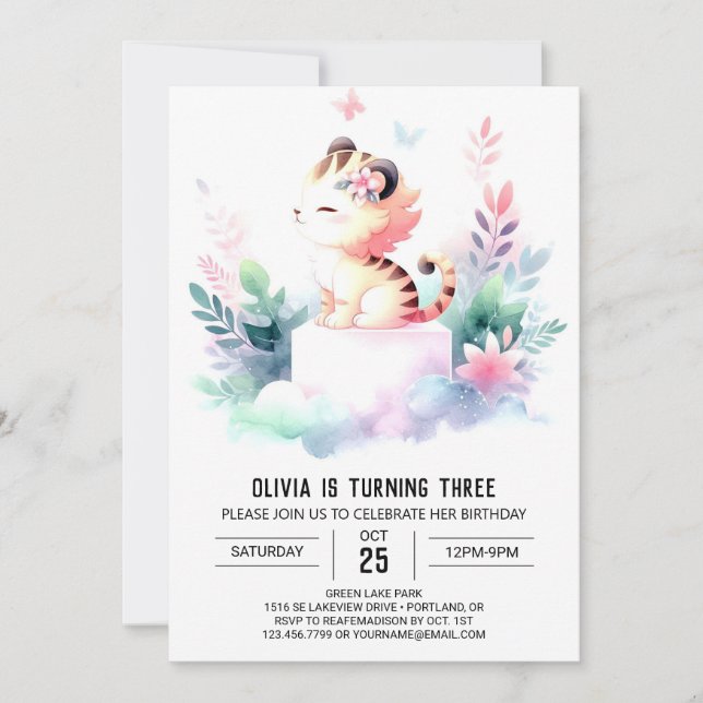 Invitación Cumpleaños del tigre digital personalizado (Anverso)