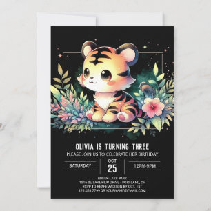 Invitación Cumpleaños del Tigre Divertido minimalista