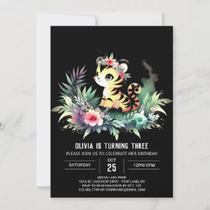 Invitación Cumpleaños del tigre feliz simple