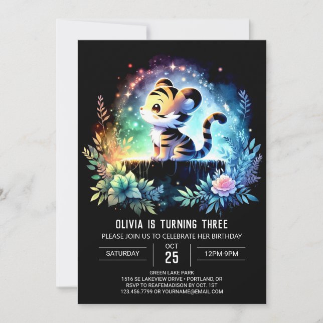 Invitación Cumpleaños del tigre imprimible (Anverso)