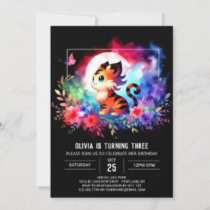 Invitación Cumpleaños del tigre mágico minimalista