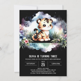 Invitación Cumpleaños del Tigre Majestuoso Pastel