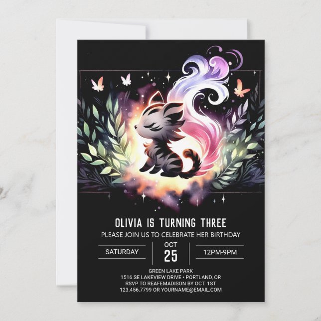 Invitación Cumpleaños del tigre Minimalista de Boho (Anverso)