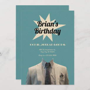 Invitación Cumpleaños del traje de caballero