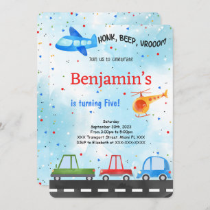 Invitación Cumpleaños del Transporte