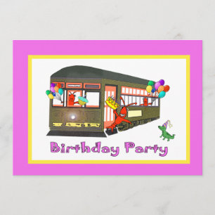 Invitación Cumpleaños del tranvía de New Orleans (rosa)