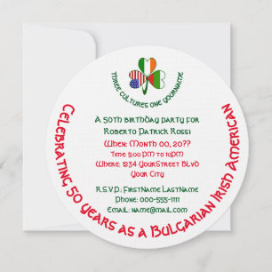 Invitación Cumpleaños del trébol búlgaro irlandés USA