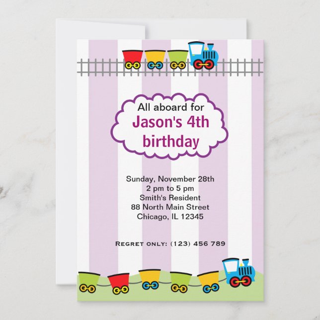 Invitación Cumpleaños del tren (Anverso)