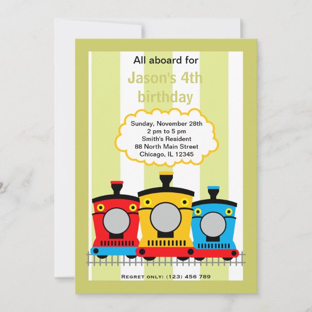 Invitación Cumpleaños del tren (Anverso)