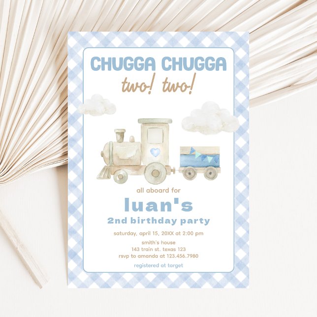 Invitación Cumpleaños del Tren Chugga Chugga  (Train Boy Birthday Party Invitation)