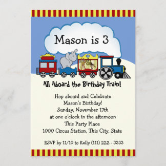 Invitación Cumpleaños del tren Circus