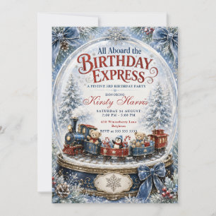 Invitación Cumpleaños del tren Exprés de Cumpleaños