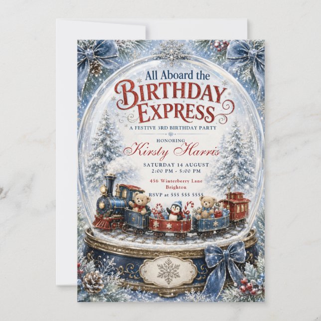 Invitación Cumpleaños del tren Exprés de Cumpleaños (Anverso)