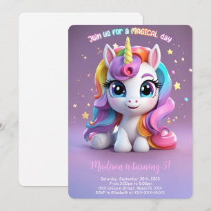 Invitación Cumpleaños del Unicornio Arcoíris Superior