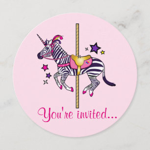 Invitación Cumpleaños del unicornio de la cebra