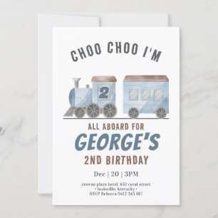 Invitación Cumpleaños del vehículo de tren ChooChoo
