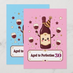 Invitación Cumpleaños del vino lindo envejecido a la perfecci