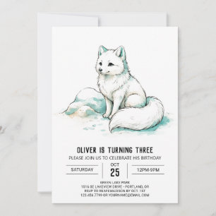 Invitación Cumpleaños del Zorro Blanco Helado