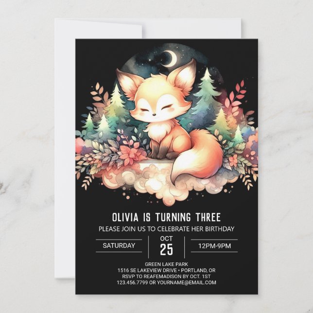 Invitación Cumpleaños del Zorro Magnífico Imprimible (Anverso)
