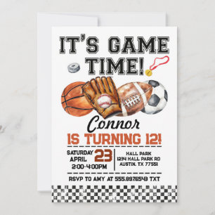 Invitación Cumpleaños Deportes Todos los Deportes