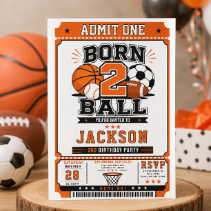 Invitación Cumpleaños deportista niño 2 años partido