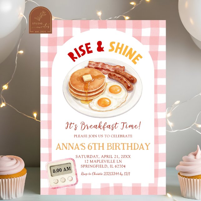 Invitación Cumpleaños Desayuno Levántate y Brilla de Cuadro R (Subido por el creador)