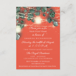 Invitación Cumpleaños Despedida de Soltera Coral Oro Rustico 