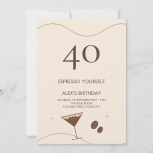 Invitación Cumpleaños Destacado de Martini de Espresso Moka