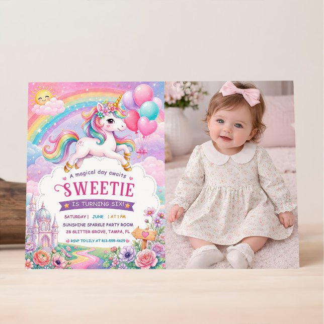 Invitación Cumpleaños Día Mágico Unicornio y Arcoíris (Subido por el creador)