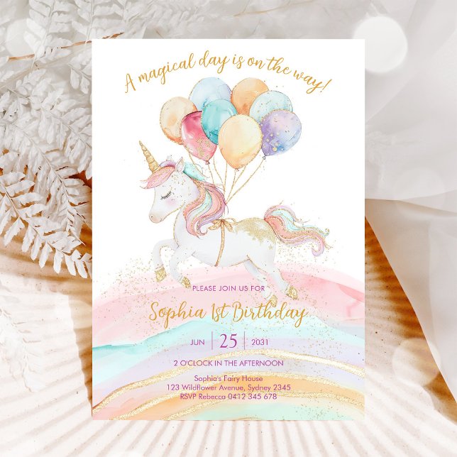 Invitación Cumpleaños Día Mágico Unicornio y Arcoíris (Subido por el creador)