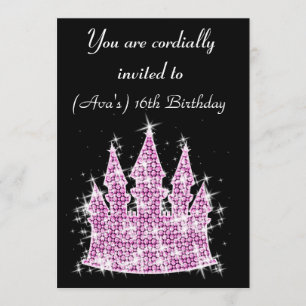 Invitación Cumpleaños diamante de imitación del castillo de