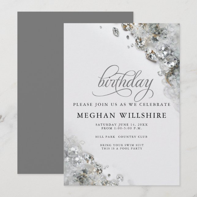 Invitación Cumpleaños Diamantes de Abril (Anverso / Reverso)