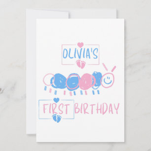 Invitación Cumpleaños Dibujo Gusano Personalizado Lindo para