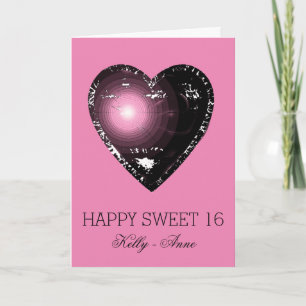 Invitación Cumpleaños Dieciséis Elegante Corazón Rosa Gótico