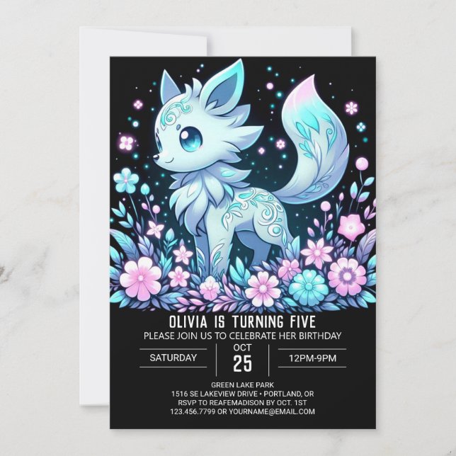 Invitación Cumpleaños digital Adorable Wolf (Anverso)